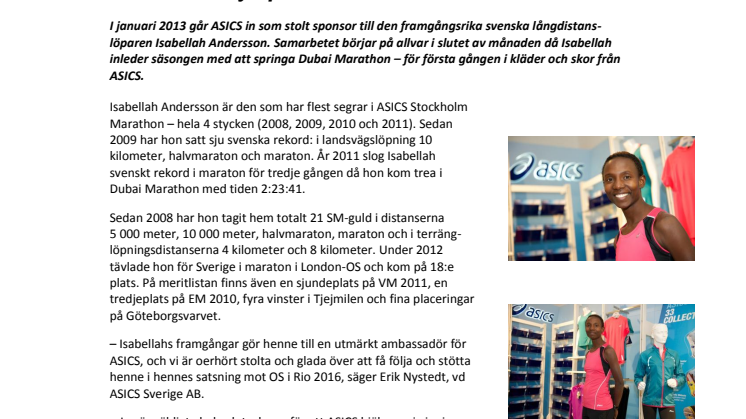 ASICS ny sponsor till Isabellah Andersson