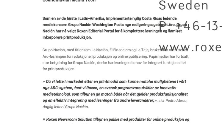 Det ledende mediekonsernet Grupo Nación i Costa Rica velger Scandinavian Media Tech