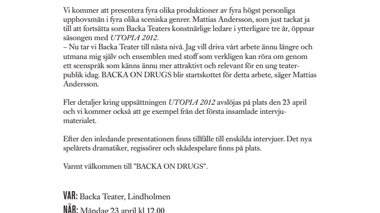 PRESSINBJUDAN BACKA TEATER 
