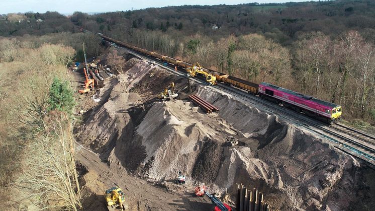The landslip worksite at East Grinstead