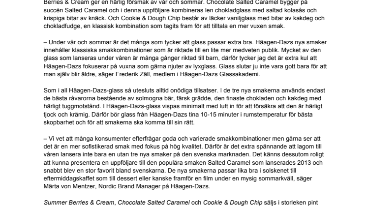 Häagen-Dazs™ lanserar tre spännande glassnyheter