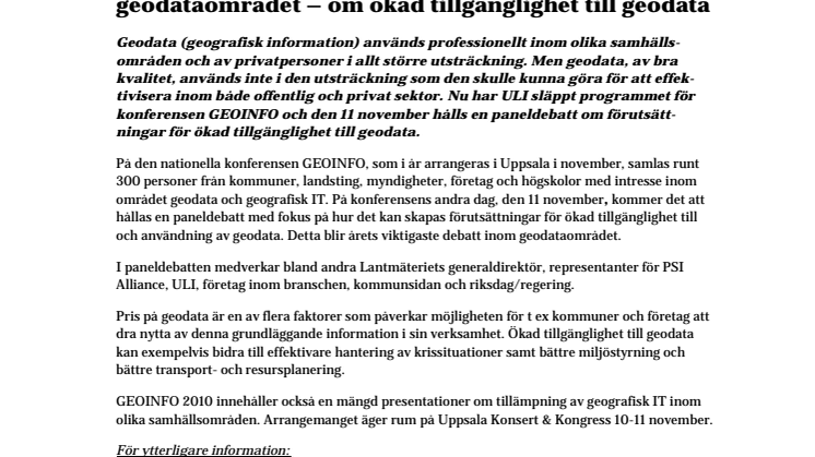 ULI arrangerar årets viktigaste debatt inom geodataområdet – om ökad tillgänglighet till geodata