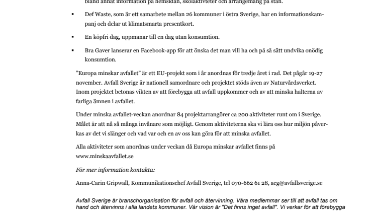 Minska avfallet med en köpfri dag	