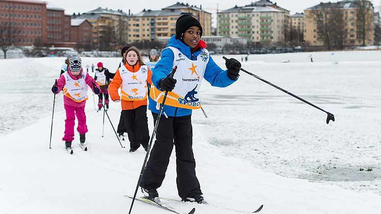 Skidåkning på Gärdet i Stockholm. Foto: Bildbyrån.