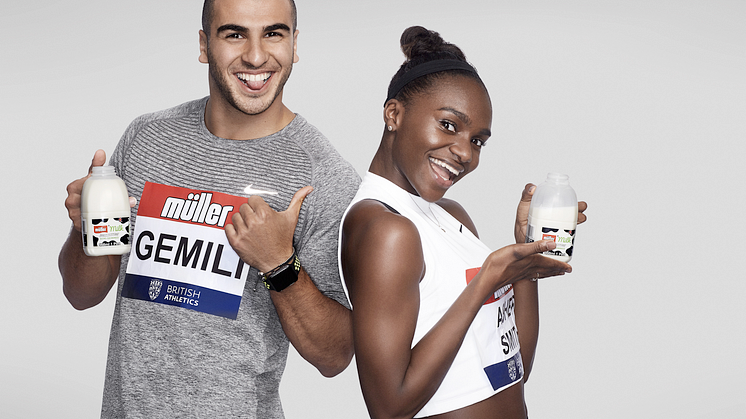 Müller brand ambassadors Adam Gemili and Dina Asher-Smith