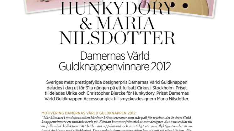 Damernas Värld Guldknappenvinnare 2012 