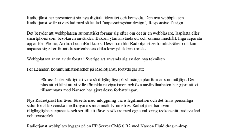 Nya Radiotjänst klarar sig utan app och mobilwebb