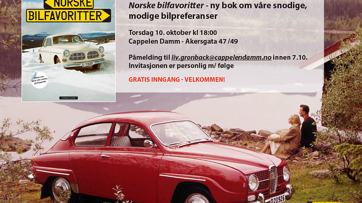 Lanseringsfest for "Norske Bilfavoritter" i morgen torsdag 10. oktober