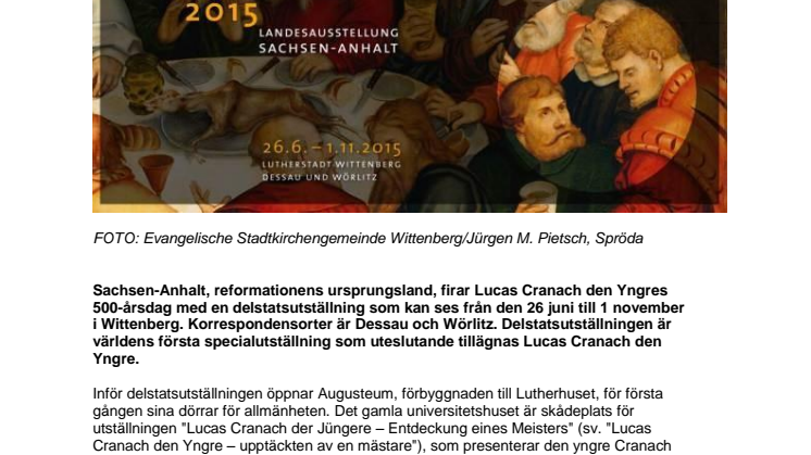 Delstatsutställningen Sachsen-Anhalt "Cranach den Yngre – ur faderns skugga"