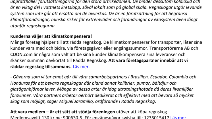 Årets mest klimatsmarta julklapp: Regnskog! #räddaregnskog