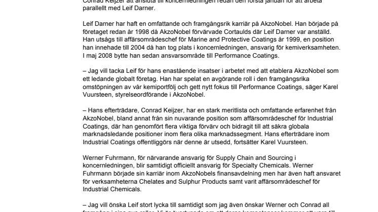 Förändringar inom AkzoNobels koncernledning