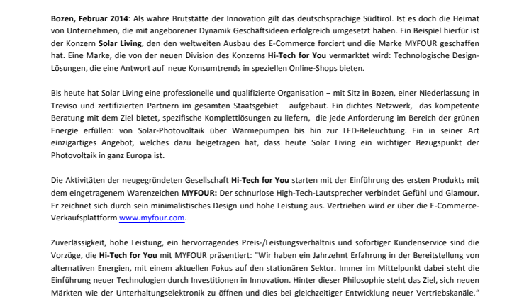 MYFOUR SPEAKER − Symbiose aus Bluetooth-High-Tech und Design aus Südtirol