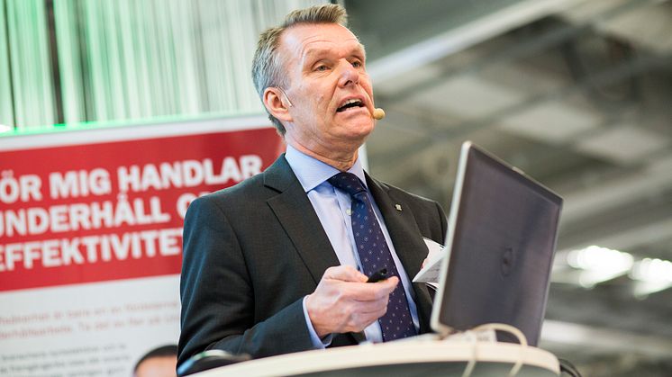 Lars-Eric Aaro på invigningen av Underhållsmässan