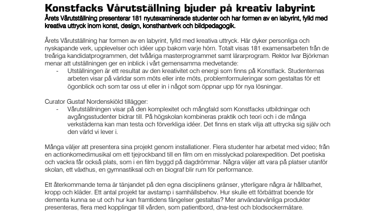 Konstfacks Vårutställning bjuder på kreativ labyrint