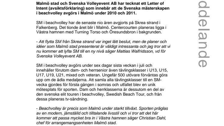 SM i beachvolley till Malmö 2010-2011