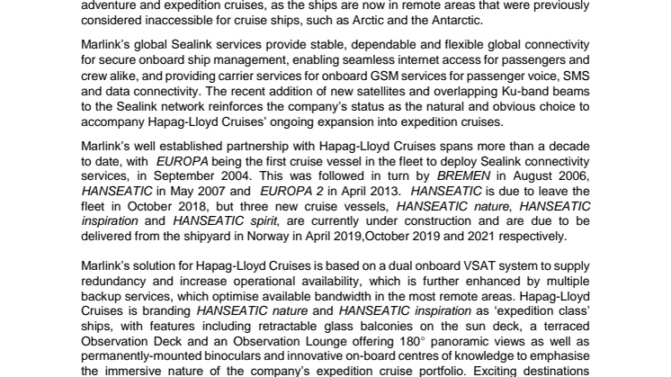 Marlink VSAT ensures global connectivity for Hapag-Lloyd Cruises