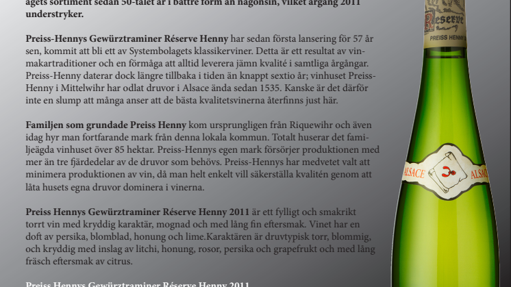 Systembolagets Alsace-klassiker fortsätter att leverera bästa kvalité
