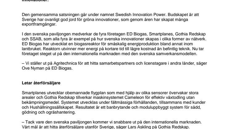 Svensk innovationskraft på Agritechnica