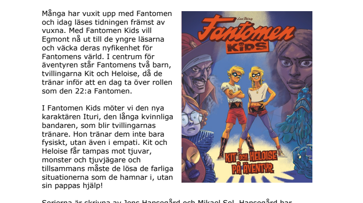 Egmont släpper nytt seriealbum för de yngsta – Fantomen Kids