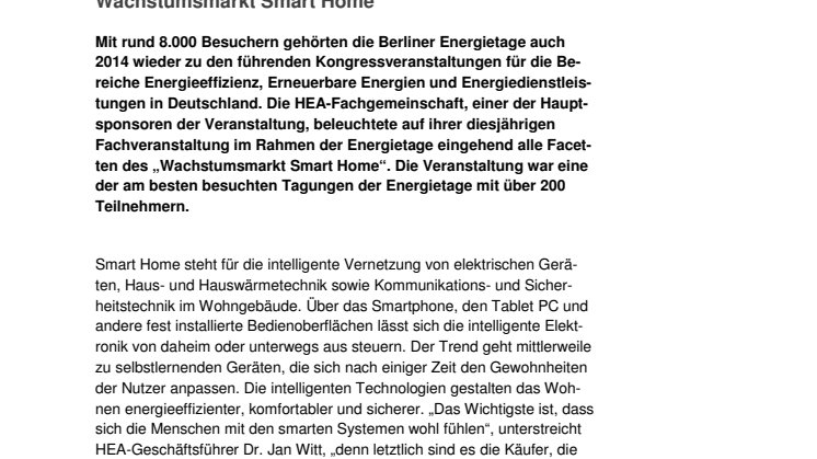 Wachstumsmarkt Smart Home 