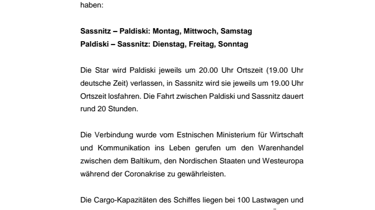 Fahrplan für die Deutschland-Baltikum-Route 
