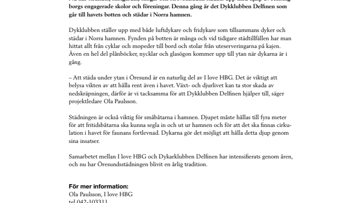 I love HBG  – Dykklubben Delfinen städar Öresund