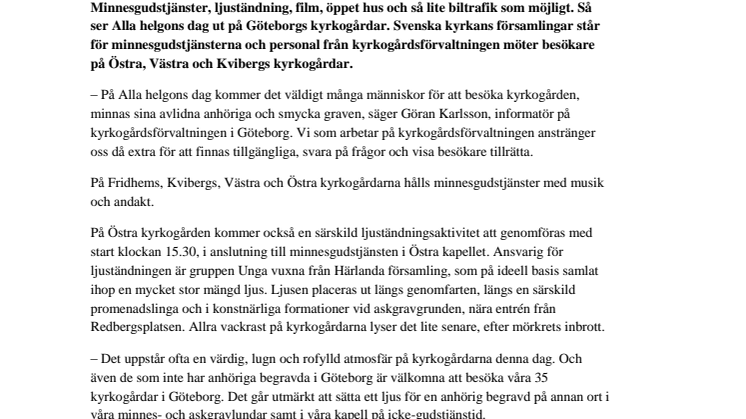 Vackert upplyst på Alla helgons dag