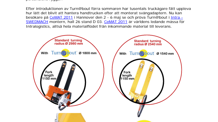 Se och pröva den sensationella Turn@bout på CeMAT 2011 2 - 6 maj i Hannover