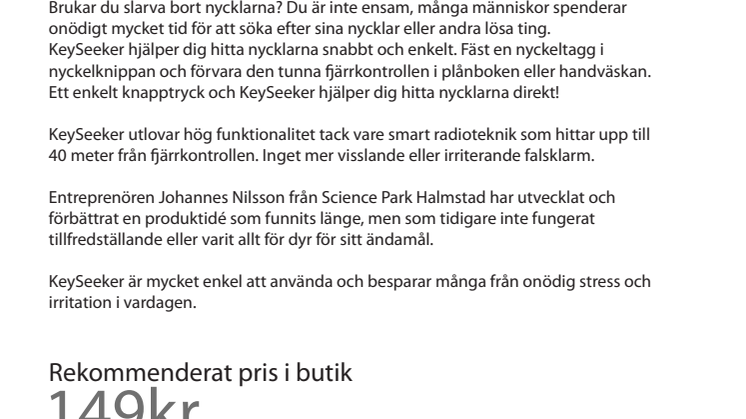 KeySeeker - En smart nyckelhittare lanseras av Nordic Innovations
