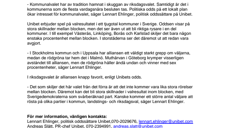 Oddsen visar - så går det i kommunalvalet