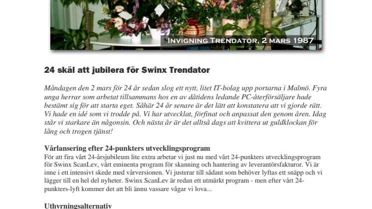 24 skäl att jubilera för Swinx Trendator