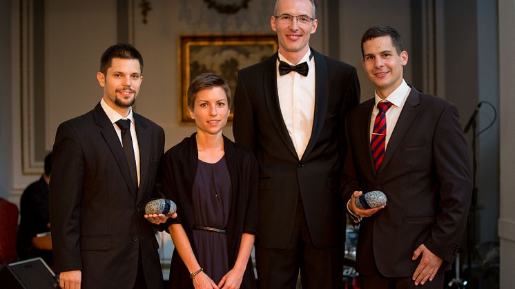 (from left to right) Ádám Butykai, Ágnes Orbán, György Nagy, and Dr. Tamás Haidegger. Photo credit: Csaba Molnár