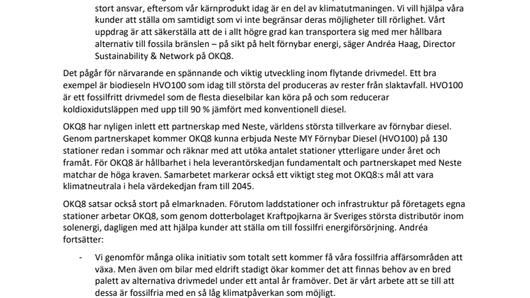 OKQ8 ska vara klimatneutrala 2045