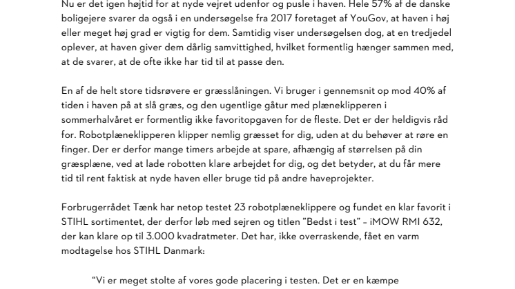 Robotplæneklipper fra STIHL vinder "Bedst i test"