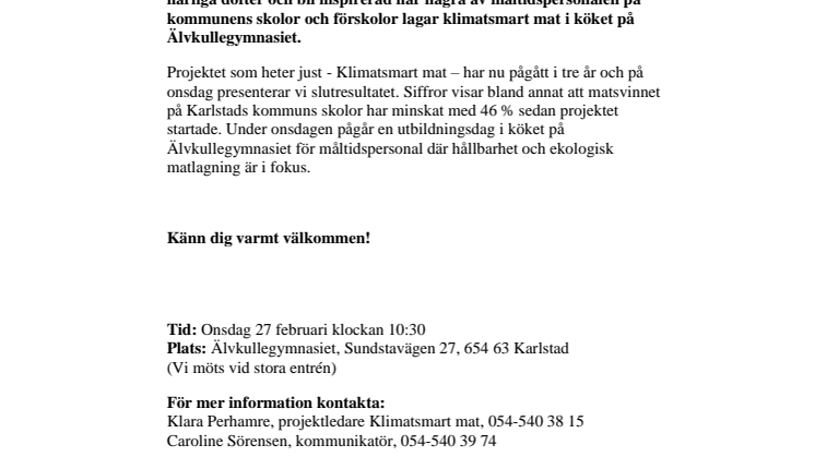 Känn doften av klimatsmart mat när lyckat projekt avslutas
