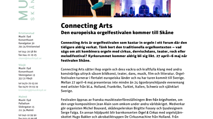 Connecting Arts – den europeiska orgelfestivalen kommer till Skåne