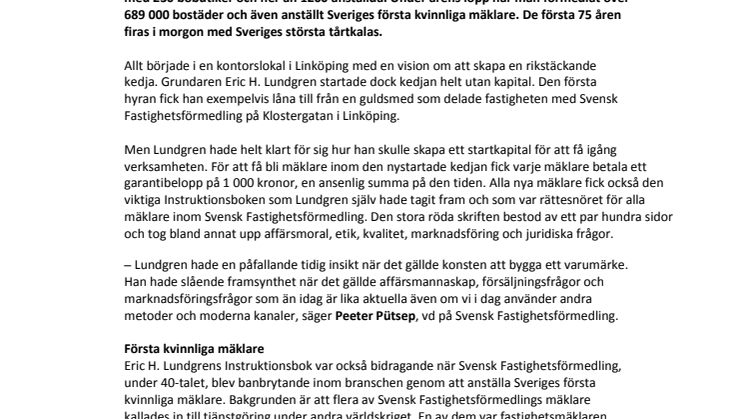Sveriges största tårtkalas: Svensk Fastighetsförmedling firar 75 år