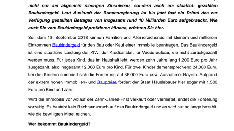 Baukindergeld – jetzt noch schnell alle Vorteile nutzen!