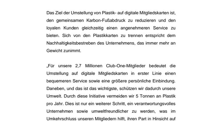 Club One goes Green – Tallink Siljas Bonusprogramm verzichtet auf Plastikkarten