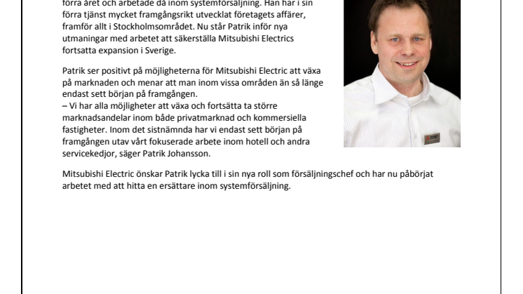 Ny försäljningschef för svenska marknaden