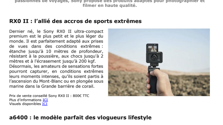  Vlogging : la tendance dans le viseur de Sony