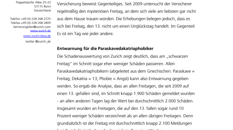 Keine Panik: Freitag, der 13. ist kein Unglückstag