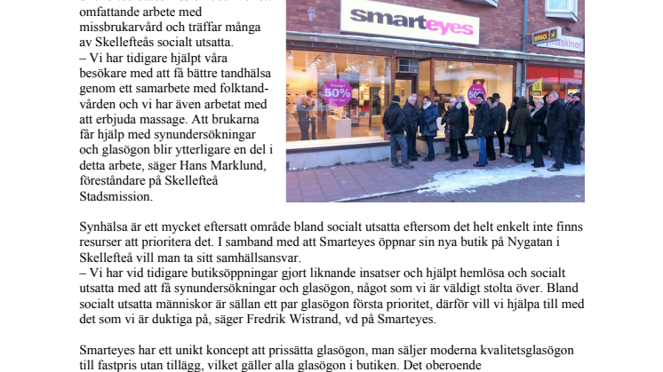 Ny butik: Smarteyes skänker glasögon till socialt utsatta i Skellefteå för upp till 400 000 kronor