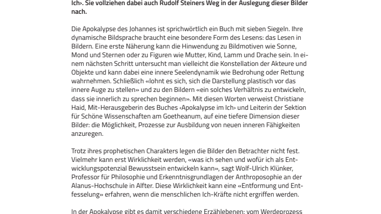«Hier kann Wirklichkeit werden». Beiträge zum Verständnis der Bilder in der Apokalypse des Johannes