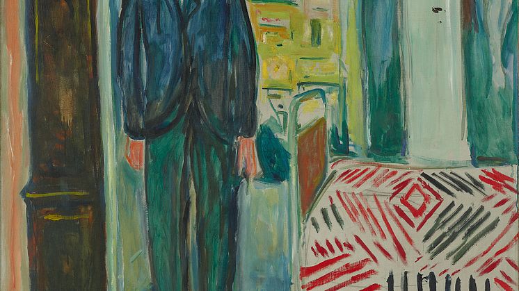 Edvard Munch: "Self-Portrait. Between the Clock and the Bed" (1940-1943). Photo: Ove Kvavik. Copyright: The Munch Museum.
