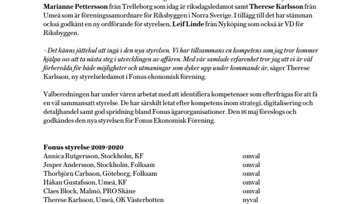 Tre nya ledamöter till Fonus styrelse 