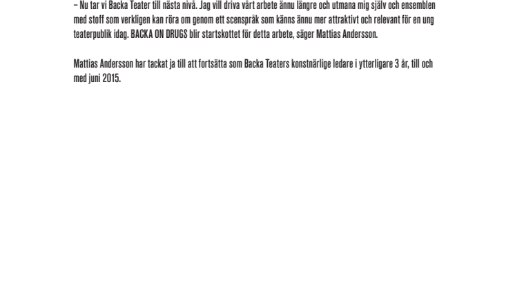 NYTT SPELÅR PÅ BACKA TEATER!
