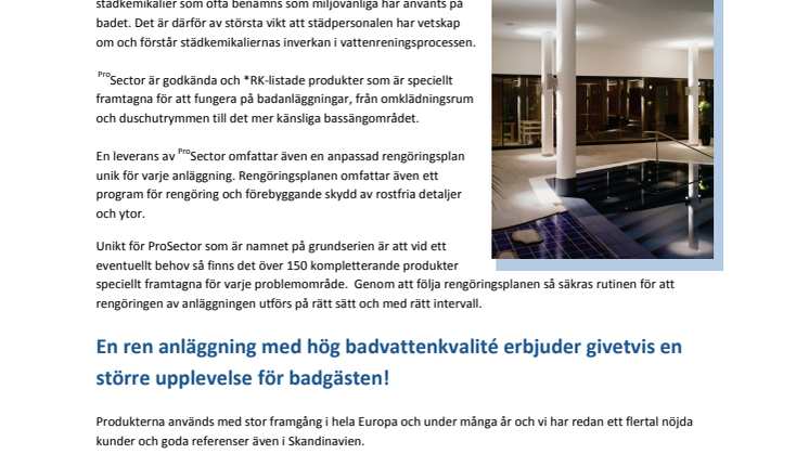 Ny unik städserie för badanläggningar - ProSector