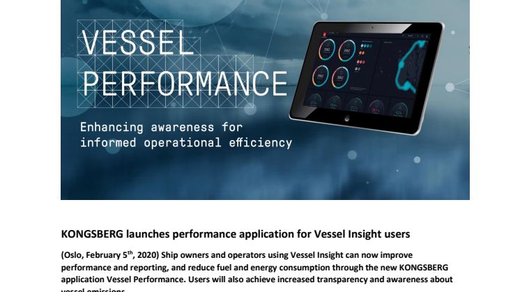 KONGSBERG launches performance application for Vessel Insight users