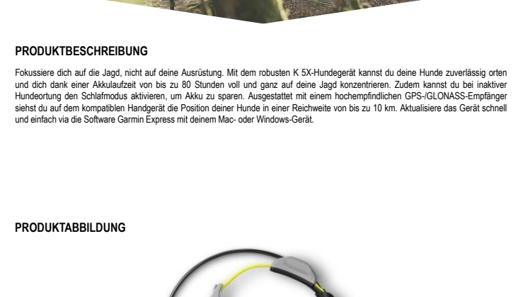 Datenblatt Garmin Hundegerät K 5X